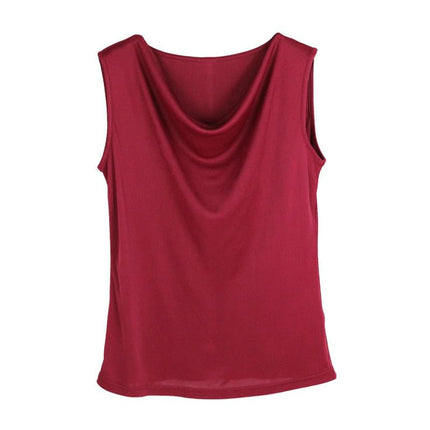 Womens Silk Tank Tops Cowl Neck Casual Cami Sleeveless Summer Shirt