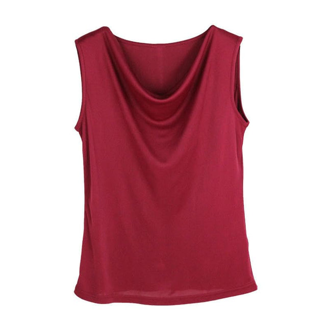 Womens Silk Tank Tops Cowl Neck Casual Cami Sleeveless Summer Shirt