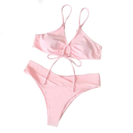 Women 2 Piece Swimsuits Spaghetti Strap Bikini High Waist Swimsuit Bathing Suit