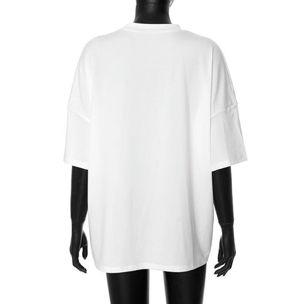 Women's Summer Letter Print T Shirt Short Sleeve Crewneck Loose Fit Top