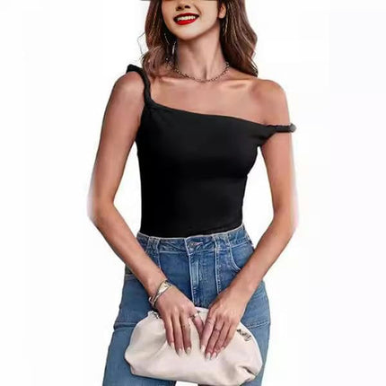 Women’s Off Shoulder Ruched Crop Tank Tops Summer Twist Strap Crop Tops