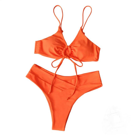 Women 2 Piece Swimsuits Spaghetti Strap Bikini High Waist Swimsuit Bathing Suit