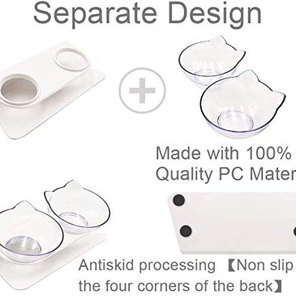 Cat Food Bowl, Double Food Water Dish Feeding Bowls for Cats and Small Dogs with Raised Stand