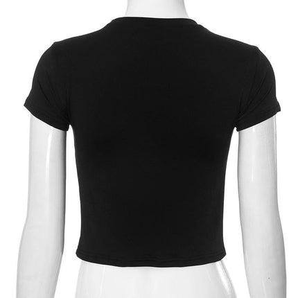 Women's Short Sleeve Crop Top Slim Fit Basic T Shirts Crewneck Tees
