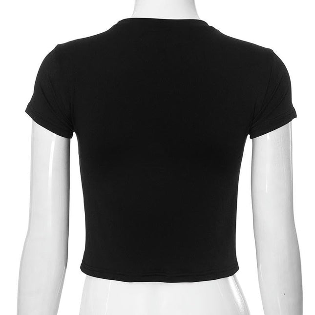 Women's Short Sleeve Crop Top Slim Fit Basic T Shirts Crewneck Tees