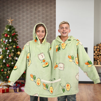 Two-person avocado print shared oversized couples hoodie - product gallery photo 4