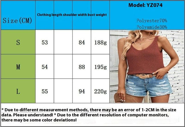 Women's Summer Sleeveless Tank Top Ribbed Knit V Neck Solid Tops