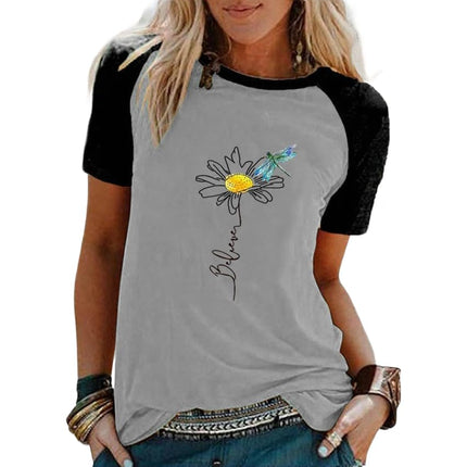 Women's T-Shirt Short Sleeve Crewneck Floral Graphic Tees Summer Print Casual Tops