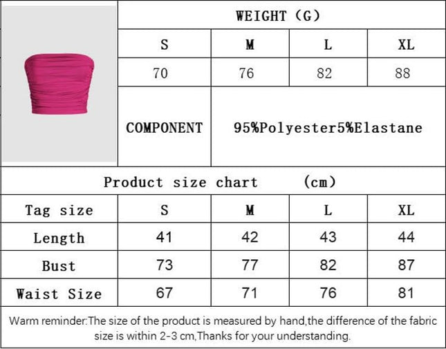 Women's Sexy Ruched Crop Tube Tops Strapless Backless Bandeau Tops