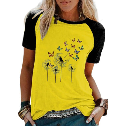 Womens Raglan Short Sleeve Crewneck Shirts Loose Casual Tee T-Shirt