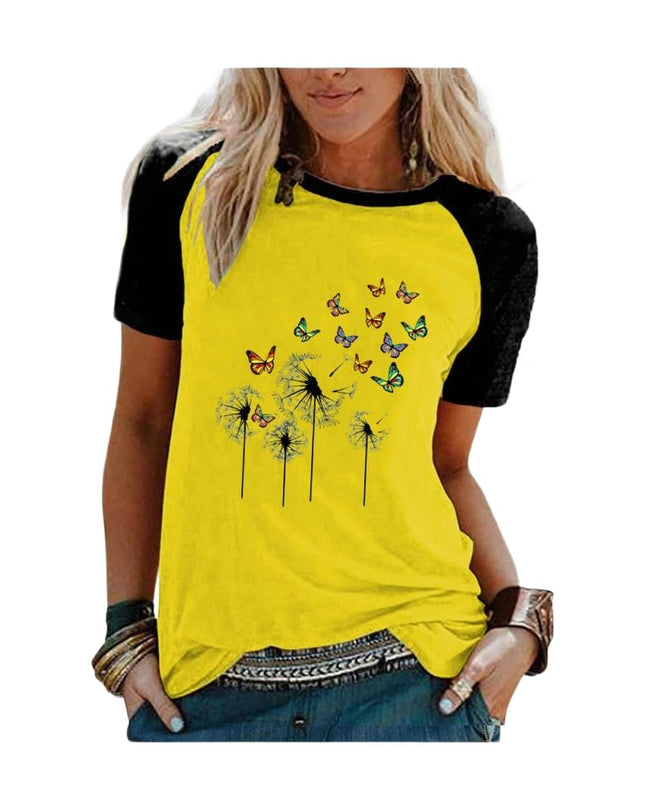 Womens Raglan Short Sleeve Crewneck Shirts Loose Casual Tee T-Shirt