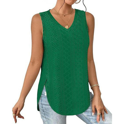 Womens Tank Tops V Neck Embroidery Casaul Sleeveless Shirts