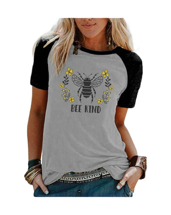 Women’s Graphic Print Raglan Short Sleeve Tops Crew Neck Casual T Shirts