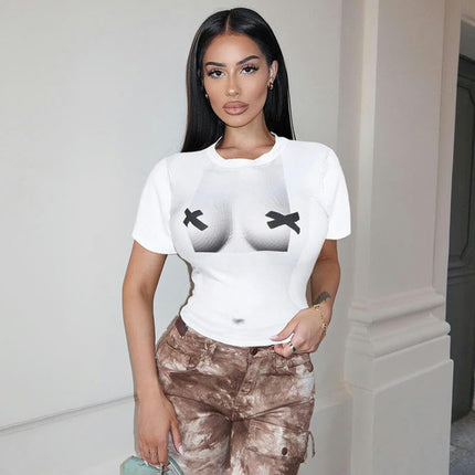 Womens Crop Tops Summer Short Sleeve T-Shirts Crewneck Slim Fit T-Shirts