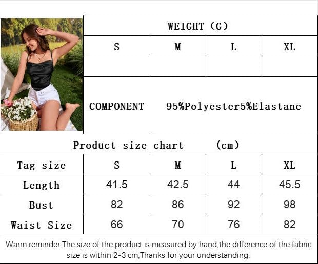 Women Satin Crop Tank Top Spaghetti Strap Camisole Sleeveless Summer Top