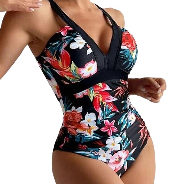 One Piece Swimsuit for Women Deep V Neck Bathing Suits Adjustable Straps Swimwear
