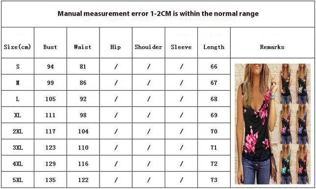 Women's Summer Sleeveless Tank Top Casual V Neck Printed Blouse