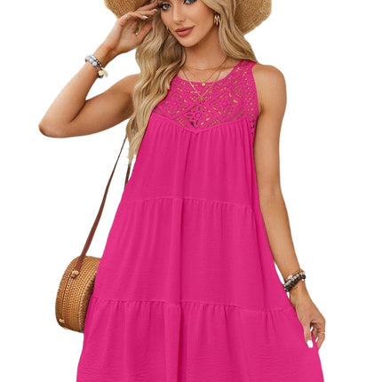 Women's Summer Halter Neck Sleeveless Mini Dress Casual Ruffle Tiered A Line Dresses