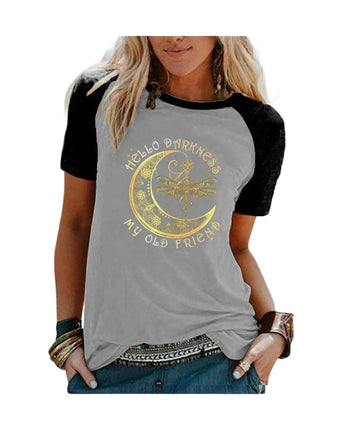Womens Graphic Tees Short Sleeve Summer Tops Print Crew Neck Casual Cute T Shirts