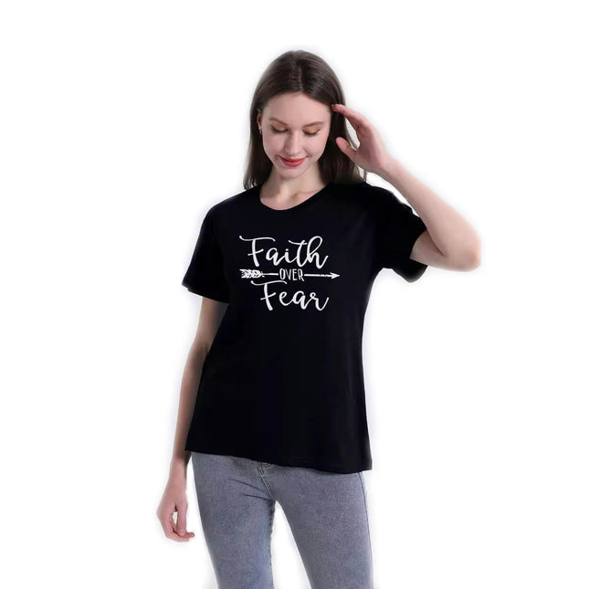Women Casual Short Sleeve Crew Neck Basic Letters Printing Blouse T-Shirt