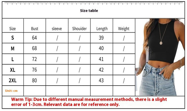 Women Crop Tank Top Summer Sleeveless Round Neck Slim Cami Tops