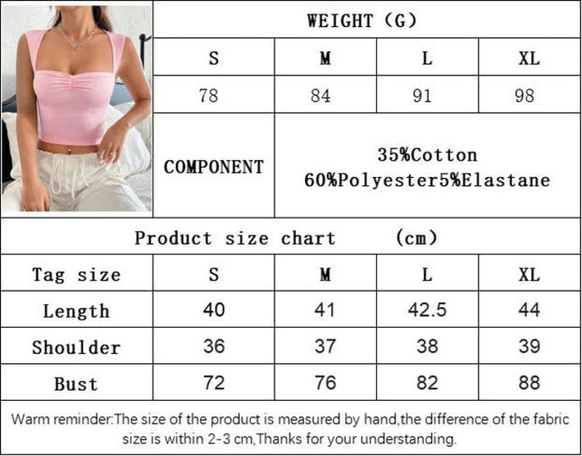 Women's Sleeveless Strappy Ruched Tank Square Neck Slim Fit Casual Crop Tops