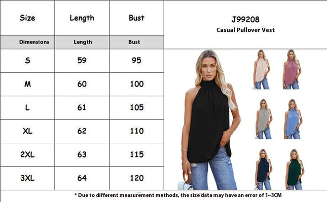Women Summer Sleeveless Tie Mock Neck Halter Tops Casual Bow Loose Tank Top