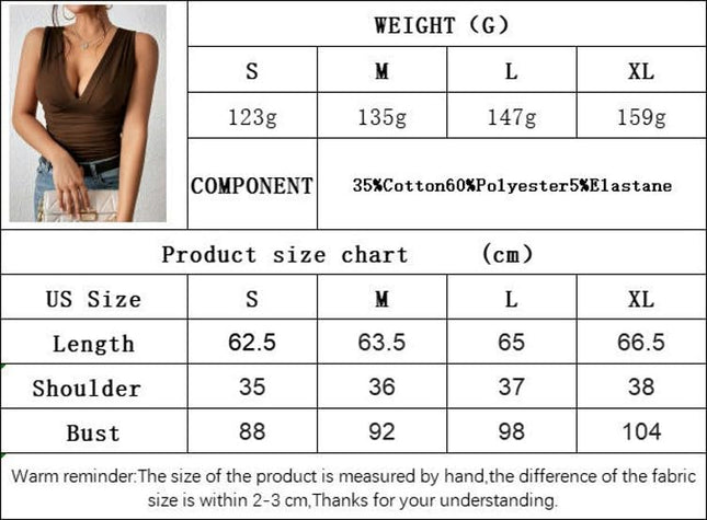 Women's Casual Deep V Neck Sleeveless Slim Fit Ruched Summer Tank Tops