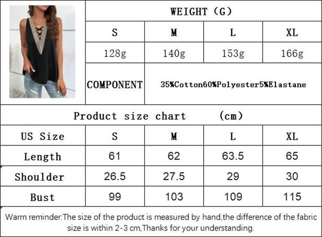 Women's V Neck Sleeveless Lace Trim Casual Tank Tops Loose Fit Basic Blouse