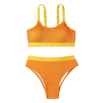 Women's High Waisted Bikini Sets Color Block Two Piece Swimsuits High Cut Bathing Suits