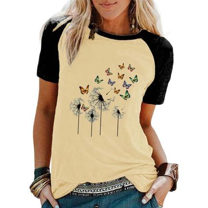 Womens Raglan Short Sleeve Crewneck Shirts Loose Casual Tee T-Shirt