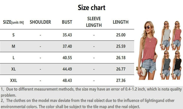 Women's Casual Tank Tops Summer Crewneck Sleeveless Tunic Loose Shirts