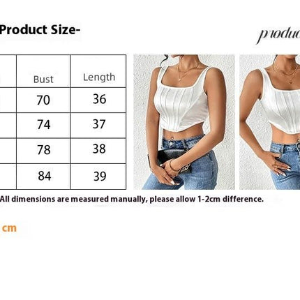 Women Sexy Satin Crop Corset Square Neck Sleeveless Bustier Slim Fit Crop Tank Top