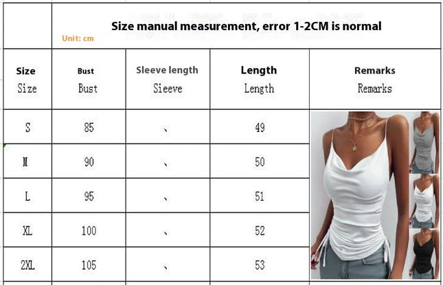 Women's Spaghetti Strap Tank Top V Neck Drawstring Camisole Tops