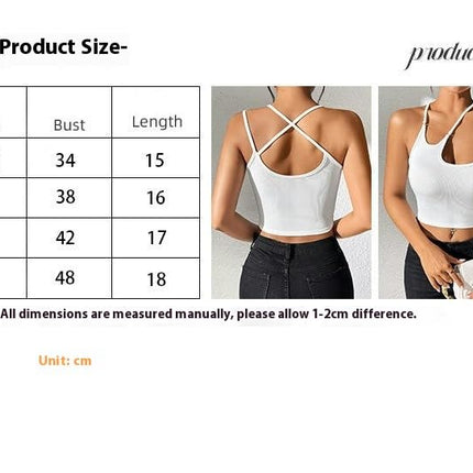 Women Spaghetti Strap Asymmetrical Neck Cut Out Sleeveless Crop Tank Top