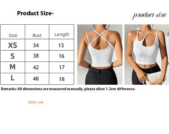 Women Spaghetti Strap Asymmetrical Neck Cut Out Sleeveless Crop Tank Top