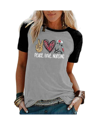 Women's Graphic Print Tops Casual Short Sleeve Summer Crewneck Tee Shirt