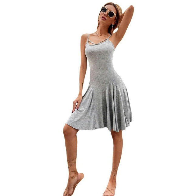 Women's Summer Elegant Ruffled Dresses Sexy Sleeveless Spaghetti Strap Mini Dress