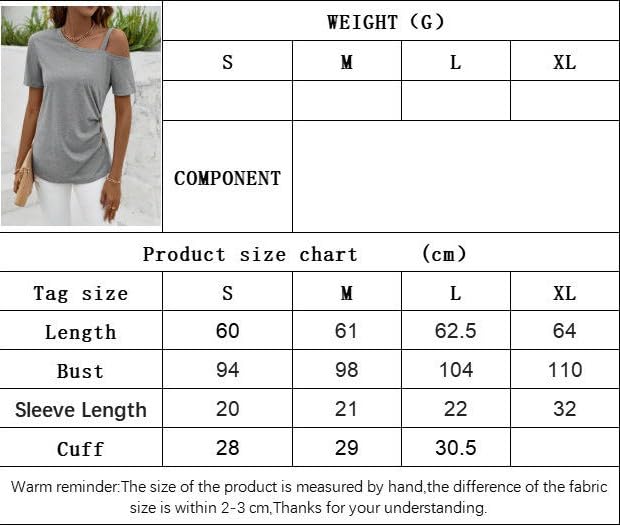 Women's Summer Ruched Short Sleeve Top One Shoulder Casual T-Shirt