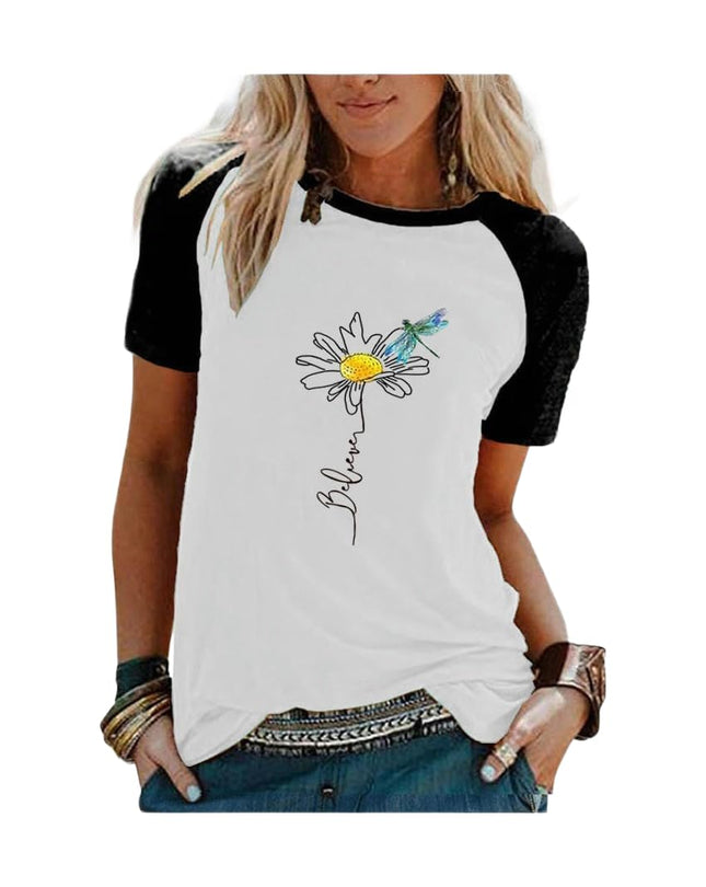 Women's T-Shirt Short Sleeve Crewneck Floral Graphic Tees Summer Print Casual Tops