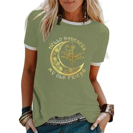 Womens Graphic Tees Short Sleeve Summer Tops Print Crew Neck Casual Cute T Shirts