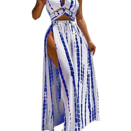 Women's Halter Bikini Bathing Suit Summer Swimsuit with Cover Up Beach Skirt 3 Piece Set