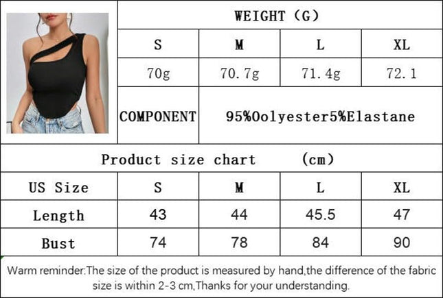 Women's One Shoulder Sleeveless Cutout Asymmetrical Hem Tank Top