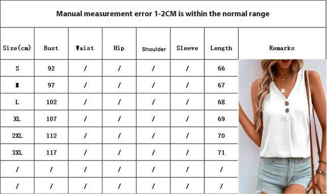 Women's Sleeveless V Neck Button Down Blouses Casual Loose Tank Tops