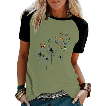 Womens Raglan Short Sleeve Crewneck Shirts Loose Casual Tee T-Shirt
