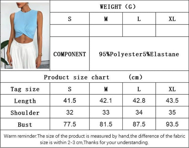 Women's Summer Tank Tops Sleeveless Cropped Twist Front Ribbed Knit Shirts