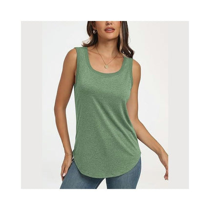 Women Scoop Neck Loose Fit Tank Top Sleeveless Summer Tops Shirts