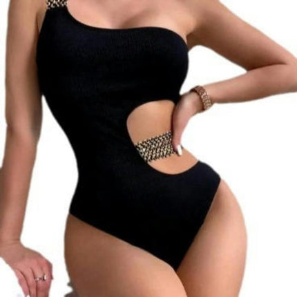 Women Sexy Texture Tummy Control One Piece Swimsuits Square Neck Bathing Suits