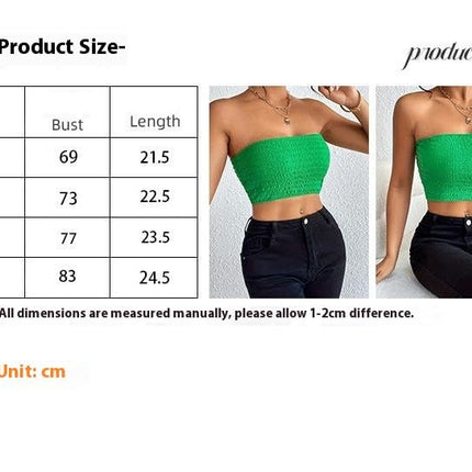 Women's Casual Ruched Strapless Crop Tube Top Top Summer Skinny Bandeau