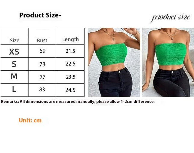 Women's Casual Ruched Strapless Crop Tube Top Top Summer Skinny Bandeau